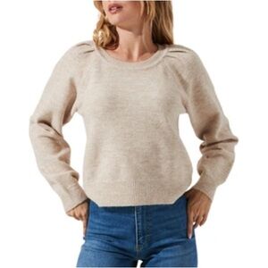NWT ASTR The Label Inverted Pleat Shoulder Sweater In Taupe